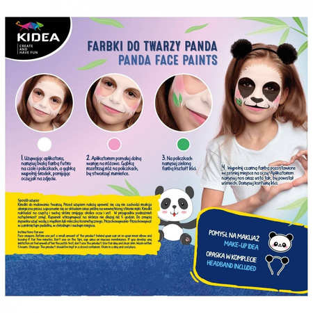Farbki do twarzy zestaw z opaską Panda Kidea 097135