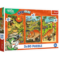 Puzzle Trefl 3x80 Trefliki w świecie dinozaurów 348880