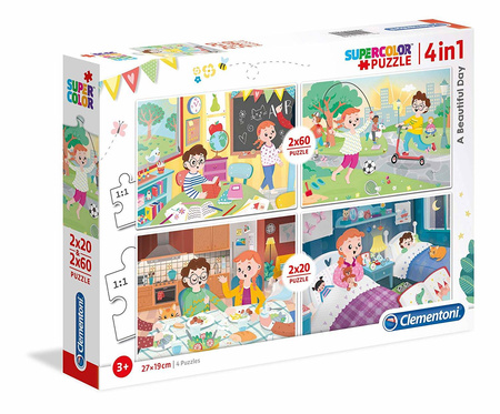 Clementoni puzzle 2*20el + 2*60el pory dnia, piękny dzień 