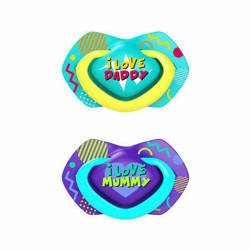Canpol smoczek silikonowy 0-6 m -cy symetryczny Neon Love Baby 2 szt 843820