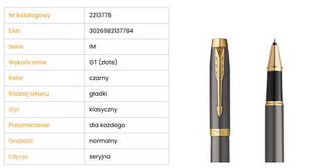 Parker 2213778 Pióro kulkowe IM Core GT Grey 137784