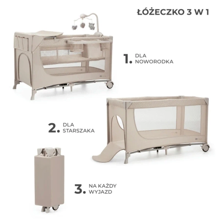 Kinderkraft JOY 2 z akcesoriami Beige Łożeczko turystyczne 925162