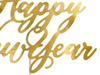 Topper na tort happy new year, złoty, 24cm