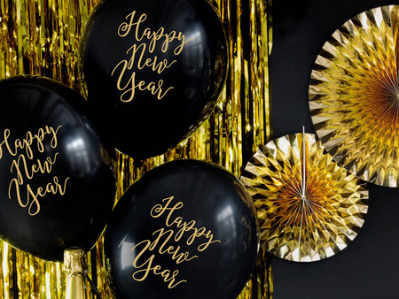 Balony 30cm Happy New Year Pastel Black 6szt 762664