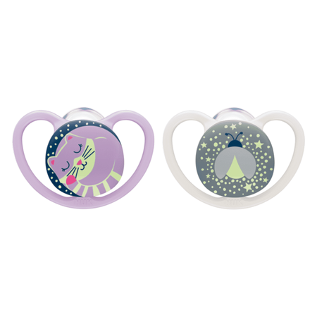Nuk smoczki uspokajające silikonowe 6-18 m-cy Space Night 2 szt
