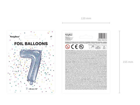 Balon foliowy cyfra 7 holograficzny 35cm 792937