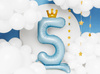 Stojący balon foliowy 84cm błękit Cyfra 5 167902