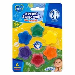 Kredki świecowe 6kol w kształcie gwiazdek Astra Baby blister 183213