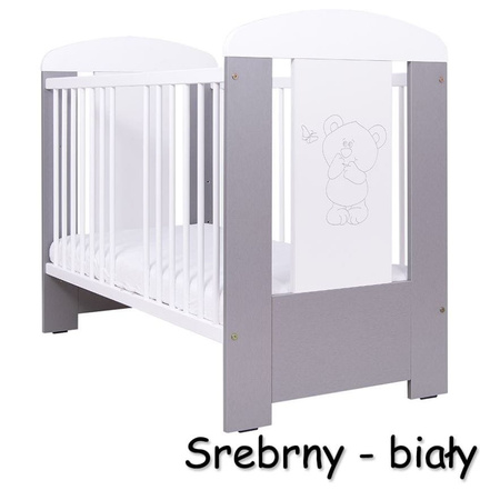 Drewex łóżeczko miś i motylek srebrny