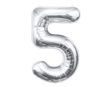Balon foliowy B&C Cyfra 5 srebrna 85 cm 109498