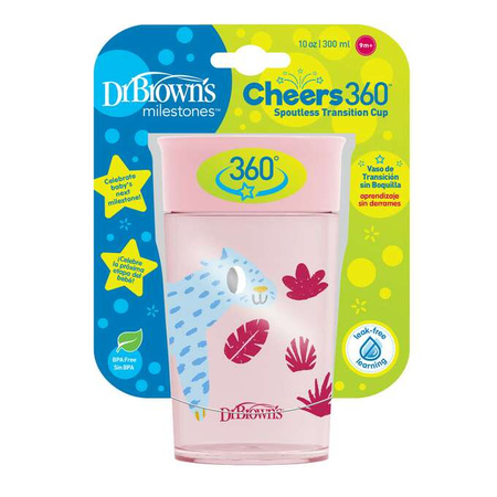 Dr. Brown's Kubek picie jak ze szklanki 300 ml różowy 323816