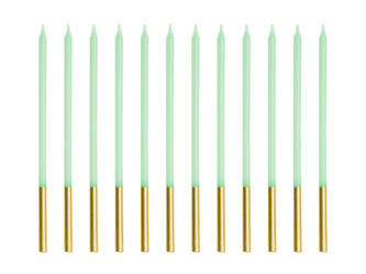 Świeczki urodzinowe gładkie jasny zielony 12szt 14cm 067684