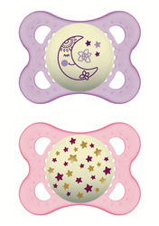 Mam Baby Smoczek uspokajający 2 szt Original Night Silky 2-6m Night Girl 831256