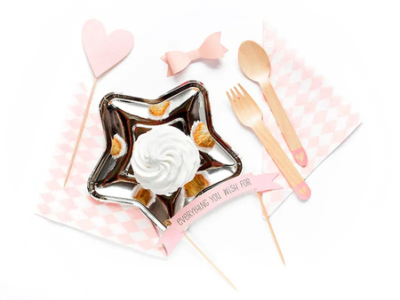 Sztućce drewniane Serca 3x6szt 16cm różowe 736351