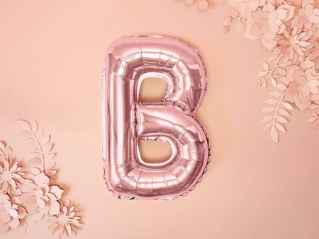 Balon foliowy litera "b", 35cm, różowe złoto