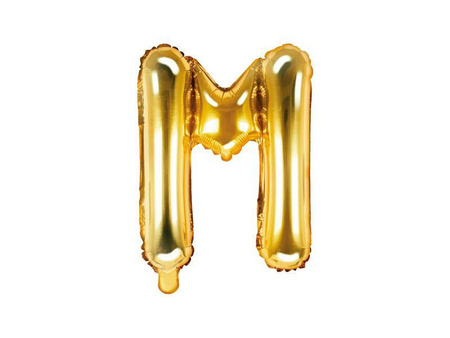 Balon foliowy litera "m", 35cm, złoty