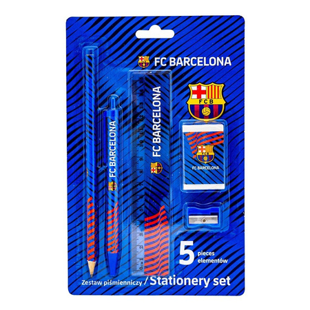 Zestaw FC Barcelona 5el.linijka,gumka,temperówka, długopis,ołówek 215198