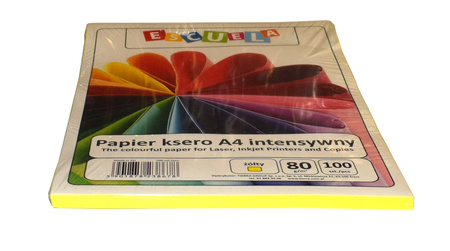 Papier ksero escuela a4 a'100 80g kolor intensywny żółty 238678