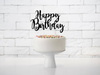Topper na tort happy birthday, czarny, 22,5cm