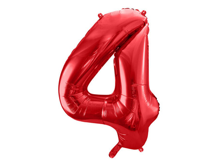 Balon foliowy cyfra 4 czerwony 86cm 168862
