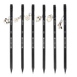 Strigo Ołówki z czarnego drewna z zawieszkami i gumką 810115