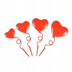 Serca na zakręconych patyczkach 4 sztuki