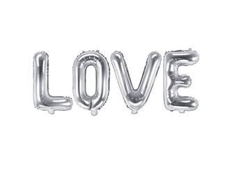 Balon foliowy love 140x35cm srebrny 131101