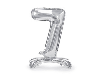 Stojący balon foliowy 70cm srebrny Cyfra 7 173194