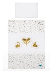 Pościel 3-elem. Haft 3 serca 90/120 złoty