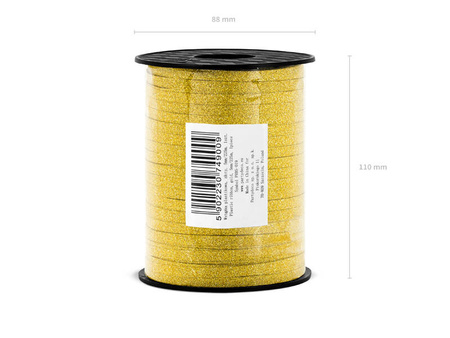 Wstążka plastikowa złoty brokat 5mm/225m 749009