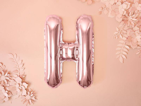 Balon foliowy litera "h", 35cm, różowe złoto