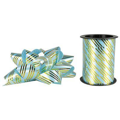 Zestaw do dekoracji prezentów w paski niebieski 227216