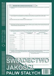 Druk świadectwo jakości paliw stałych 300-1