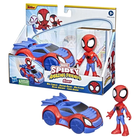 Marvel F1459/F1940 Spidey i przyjaciele Spidey z pojazdem Figurka 10 cm 974948