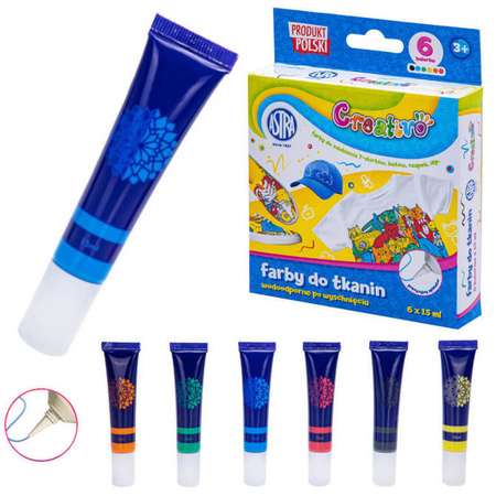 Farby do tkanin ASTRA Creativo zestaw 6kol x 15ml 189642