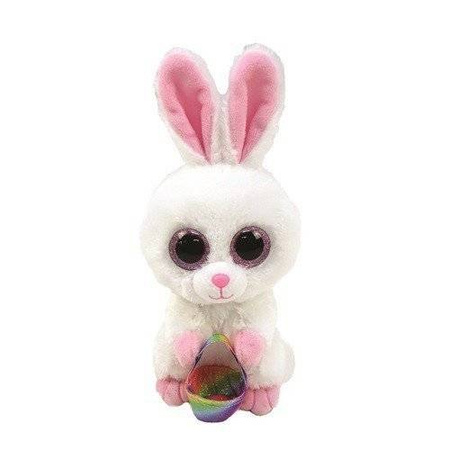 TY Beanie Boos biały królik z koszykiem SUNDAY, 15 cm