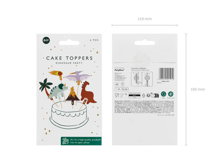 Toppery na tort Dinozaury 8-12cm 6szt 025912