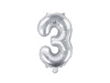 Balon foliowy cyfra 3 srebrny 35cm 772533