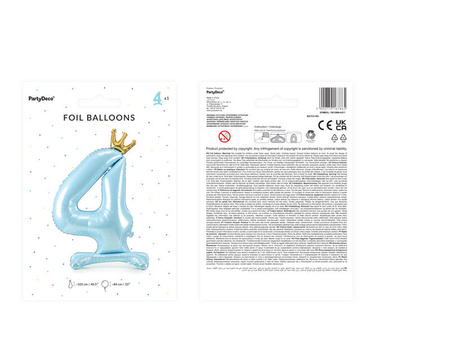 Stojący balon foliowy 84cm błękit Cyfra 4 167865