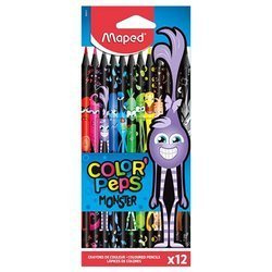 Kredki maped 12kol colorpeps monster w czarnej obudowie trójkątne