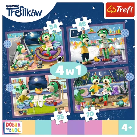 Puzzle Trefl 4w1 Trefliki przed snem Dobranoc Trefliki na noc 343991