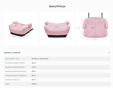 Kinderkraft I-Boost 2 Pro Black 929122 fotelik samochodowy