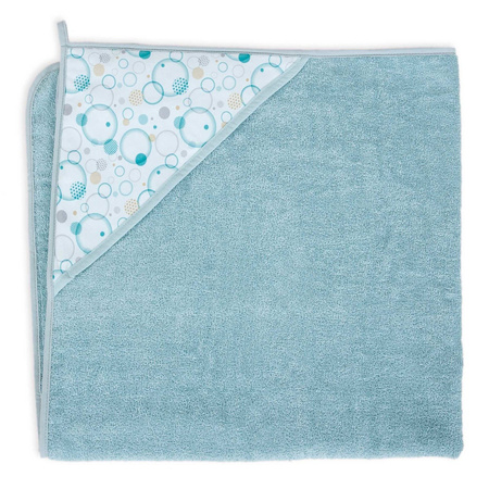 Ręcznik z kapturem printed line bubbles 100x100 Ceba Baby