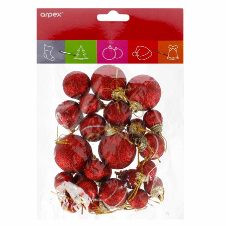 Komplet bombek dekorowanych - mix rozmiarów czerwony 226417