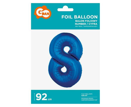 BALON FOLIOWY CYFRA 8 NIEBIESKA 85CM