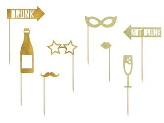 Gadżety do zdjęć let's celebrate, mix, złoty (1 op. / 8 szt.)