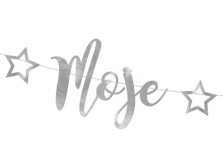 Baner Moje urodziny srebrny 16,5x90cm 106208