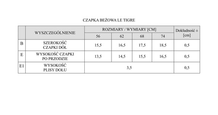 CZAPKA LE TIGRE 68 BEŻ PINOKIO