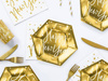 Talerzyki happy new year, złoty, 20cm (1 op. / 6 szt.)