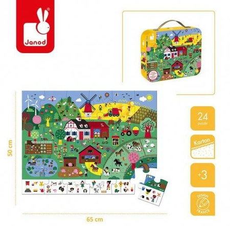 Puzzle obserwacyjne w walizce farma 24 elementy janod 326609